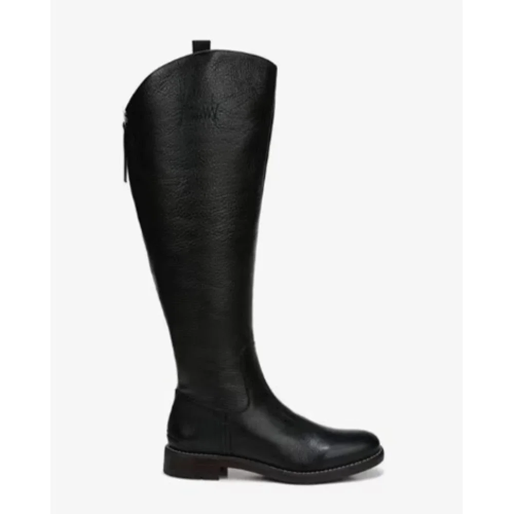 Franco Sarto Black Hand Finished Leather Knee Hi Riding Boots 6.5W Wide Calf NEW
